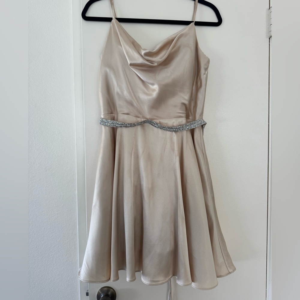 Cindy collection Chic Satin Dress with Silver Detail